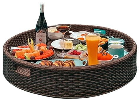 Lakenbroade Vassoio Galleggiante per Piscina Vassoio da Portata Galleggiante Rotondo - Galleggianti per Piscina per Adulti, Spa e Feste in Piscina - Vassoio Galleggiante per servire Bevande,80cm*80cm