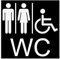 Stileitaliano cartello adesivo bagno Donne Uomini Disabili adesiva Targa Porta Toilette WC adesivo donna uomo targhette metallo targhe Nero (Unisex Disabile WC)