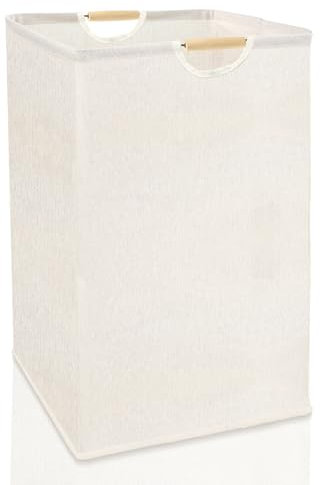 Panier a Linge 62 l, 58 x 38 x 28 cm, Panier Linge Sale, Paniere a Linge,Peut être Utilisé Dans la Buanderie, la Salle de Bain, Pour Ranger les Jouets des Enfants (Blanc Cassé)