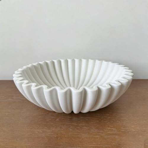 Bol décoratif en résine avec bordure festonnée pour intérieur de maison, salon, table basse, présentoir de fruits et pot-pourri (A)