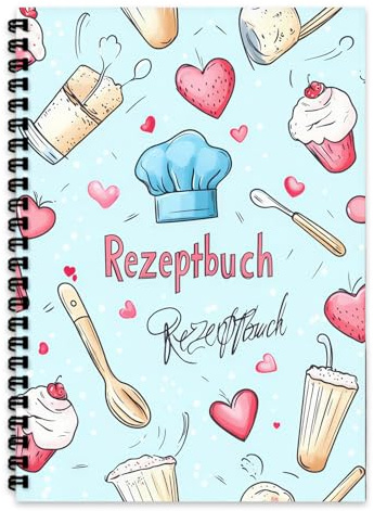 Vexilon Rezeptbuch zum Selberschreiben, Kochbuch Selbst Schreiben, Rezepte Buch zum Ausfüllen, Rezeptbuch zum Selberschreiben Ringbuch, Ausfüllbuch für Eigene Familienrezepte, Blau