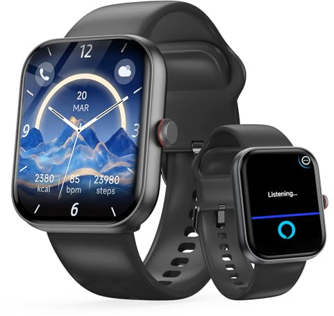 uaue Smartwatch Uomo Alexa Integrato, 1.91 Smart Watch con Chiamate, 100+ Sportive, Orologio Smartwatch con Cardiofrequenzimetro/Sonno/SpO2/Contapassi, Impermeabile IP68 per Android iOS