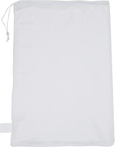 Champion Sports Mesh Sports Equipment Bag- White, 24 x 36- Multipurpose, Nylon Drawstring Bag w/ Lock and ID Tag, for Sports Equipment, Balls, Swimming Gear - Breathable Stuff Sack