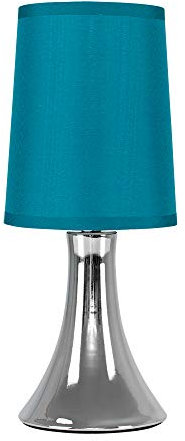 MiniSun | Small Modern Chrome Touch Table Lamp with a Teal Fabric Shade | Table Lamps, Home Décor & Improvement Essential | Includes 5W LED Bulb [3000K Warm White]