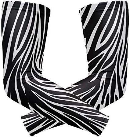 FANTAZIO Ellenbogen-Ärmel, Zebra-Texturen, UV-Sonnenschutz, Kühlarm, Ellenbogen-Kompression