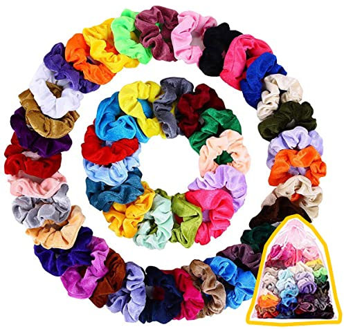 45 Stück Haargummis Samt, Bunte Gummibänder Haar Scrunchies, Elastische Haarbänder Pferdeschwanz Haarband für Mädchen Damen Frauen Haarschmuck, 45 Farben