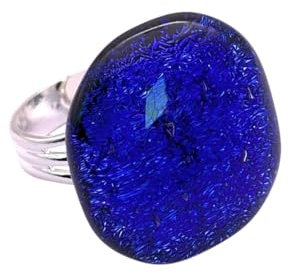 Bague en verre, bague en verre dichroïque, bague en verre faite à la main, bague en verre dichroïque, bijoux en verre fondu, 2,2 cm x 2 cm, Verre