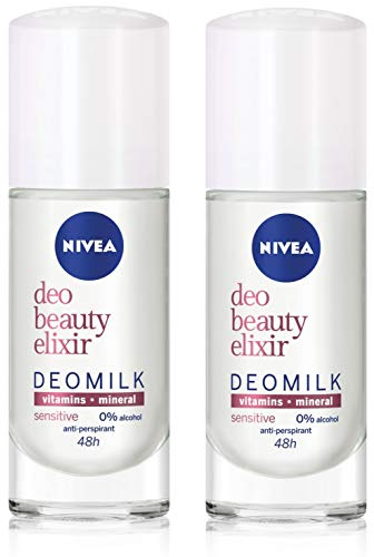 Nivea Deo 48h Beauty Elixir Deomilk Sensitive Antiperspirant Roll-On 0% Alcohol 2 x 40 ml