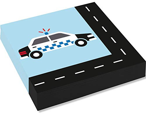 20 Servietten * ON THE ROAD * zum Kindergeburtstag und Kinder Party | Fahrzeuge Autos Polizei Feuerwehr Rettungswagen Geburtstag Napkins Papierservietten