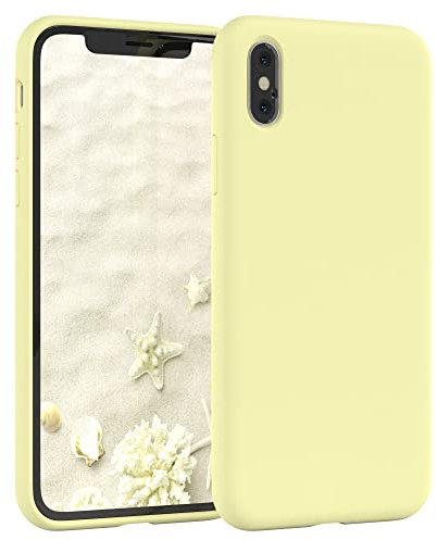 EAZY CASE Premium Silikon Handyhülle kompatibel mit iPhone X/XS, Slimcover mit Kameraschutz und Innenfutter, Silikonhülle, Schutzhülle, Bumper, Handy Case, Hülle, Softcase, Blassgelb, Gelb