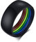 PJ JEWELLERY Normaler Edelstahl 8 mm Breite Polierter gewölbter Regenbogenstreifen-LGBT-Ring, Gay Pride Eheringe Bänder für Männer, klassischer Tagesring, Größe 57 (18.1), Schwarz