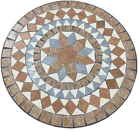 MACOShopde by MACO Möbel Raburg Mosaiktisch, 60 cm Ø, runder Gartentisch mit Mosaikmuster, Balkon- und Terrassentisch, mediterranes Flair, liebevolle Handarbeit, Mayla, Orange-Beige-Grau