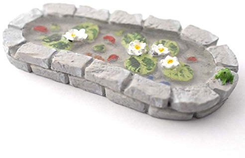 Puppenhaus Grau Stein Garten Teich Mit Frosch Miniatur 1:12 Maßstab Zubehör