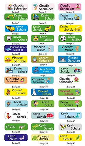 Indigos UG Namensschilder für Kleidung & Gegenstände mint - 35x10mm - 60 Sticker - Namensaufkleber Kinder Schule - Kindergarten, KITA - für Wäscheetiketten selbstklebend