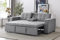 Concept USINE - Sofá Convertible de 4 Plazas en Tela de Lino | NOHO Gris Claro | Modular Muy Práctico | Diseño Contemporáneo | Cama 2 Plazas: Cama de 160x160cm | Estructura de Madera Maciza Eucalipto