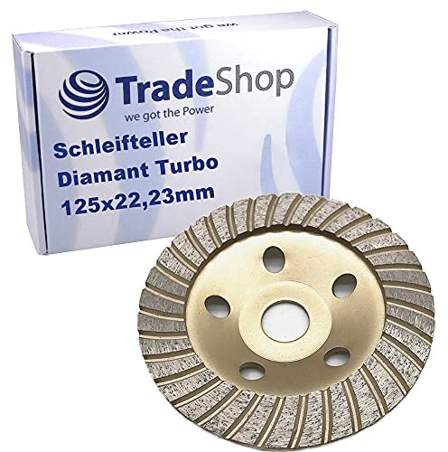 Trade-Shop Diamant Turbo Schleifteller/Schleiftopf/Topfscheibe 125 x 22,23mm Ersatz für Würth Bosch Makita Festool Flex Metabo Elektrowerkzeuge