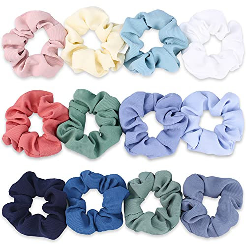VENUSTE Haargummis Scrunchies für Damen und Mädchen, Niedliche Weiche elastische Haarbänder Haarschmuck, Pastellfarben, 12 Stück