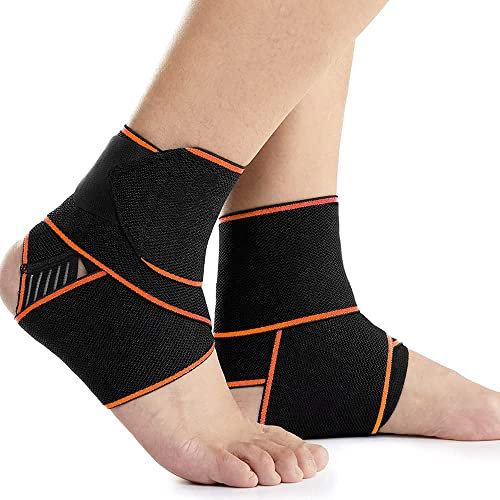Yomaido Sport Knöchelbandage 2 Stück, Einstellbare Sprunggelenkbandage für Achillessehne, Schützen Knöchelstütze, Ultra Dünn Fußgelenkbandage für Damen & Herren