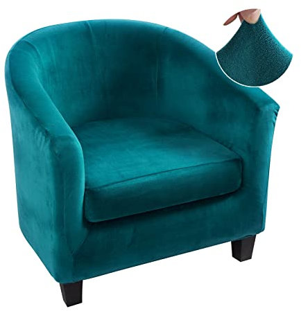 Jaotto Copripoltrona 1 Posto Elasticizzato,Fodere Copripoltrona Universale Con Cuscino Separato,Copripoltrona Chesterfield Velluto Lavabile Antiscivolo per Bancone Soggiorno Tullsta( Grün,2 Stücke)
