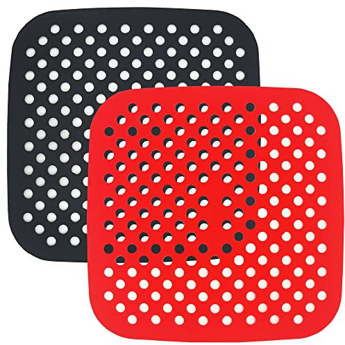 Tapis de Cuisson en Silicone pour Friteuse à Air,2 Pcs Revêtements Antiadhésifs de Friteuse à Air Silicone Friteuse Doublure Réutilisables Air Fryer Accessoires