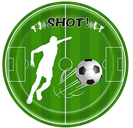 16pcs Football Paper Plates Party 9Inch,Green GOAL World Cup Soccer Design Plates,Dinner Plates Soccer Ball Football Party Decor Paper Plate for World Cup Soccer,Boys,Kids Sport,Holiday Birthday Party