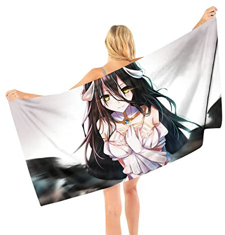Zhongkaihua Strandtuch mit Anime-Overlord Albedo, Cartoon-Druck, schnelltrocknend, Mikrofaser, weich, für Erwachsene, Kinder, Schwimmen, Spa, Outdoor-Sport, 70 x 140 cm