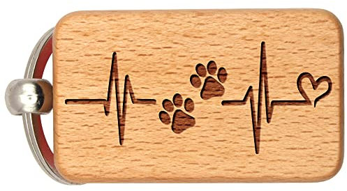 dekolaser24 - Schlüsselanhänger Hund Katze Pfote Ekg Herz Lustige Sprüche Hunde Haustier Geburtstagswünsche Geschenkidee Für Männer Frauen Geschenk zum Geburtstag oder Weihnachten