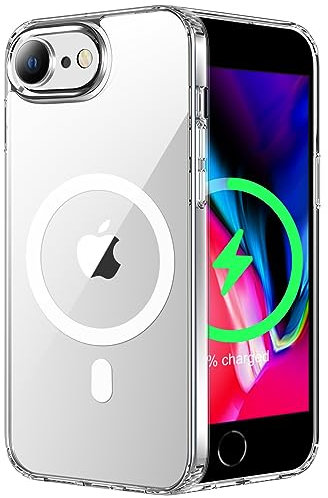 tigratigro Cover Magnetica per iPhone SE 2022/2020/8, Compatibile con MagSafe Ricarica Wireless, Anti Ingiallimento, Antiurto di Grado Militare, Custodia magnetica, Retro Antigraffio Trasparente