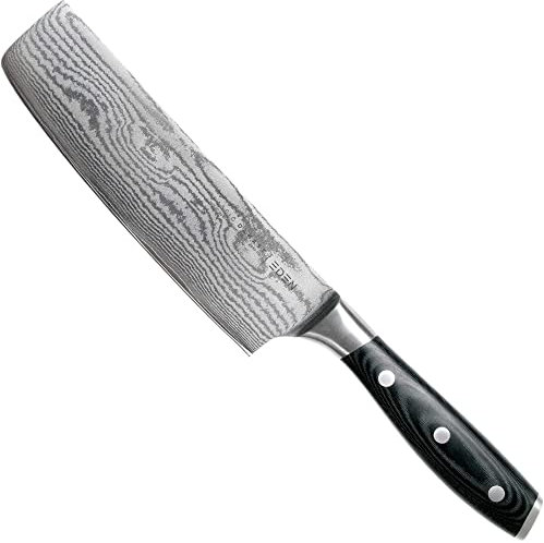 Nakiri 16,5 cm Eden Classic Damast Couteau de Cuisine EQ2030-116 Couteau de Cuisine Japonais pour les Légumes, Acier de Damas