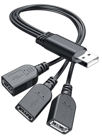 ANDTOBO USB 1 à 3 Splitter, USB 2.0 A Mâle vers 3 USB Femelle Répartiteur Jack Y Hub Cordon d'alimentation Câble Adaptateur d'extension, Noir