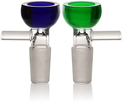 Glass Bong Bowl 14.5mm with Smoking Pipe, Accessories Glass Bongs Parts 2 Blue+Green smoking bolw 14.5mm Hookah Pipe Bowls with Bongs Accessory Bowl for Smoking Nicotine Free