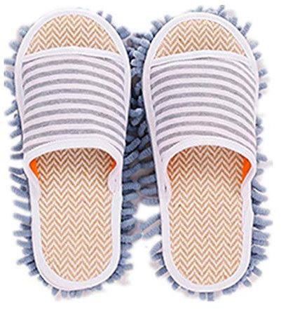 Volicph Pantoufles de Nettoyage Peep Toe Amovibles Semelle en Microfibre Plancher Nettoyage Pantoufles Chiffon à Poussière Pantoufles Chaussures de Nettoyage Gris