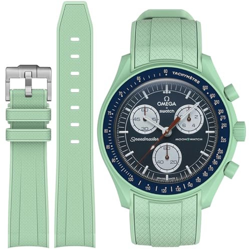 Stanchev Omega x Swatch MoonSwatch/Rolex Uhrenarmband, 20 mm weiches Silikon Omega X Swatch Moonswatch Speedmaster Ersatzband, gebogenes Moonswatch Swatch Swatch Armband ohne Lücken, passend, 20mm