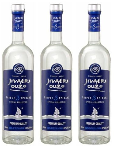 Ouzo Jivaeri Special Collection 3x 0,7l | 40% Vol. | 3-fach destilliert | Älteste Ouzo Destillerie der Welt