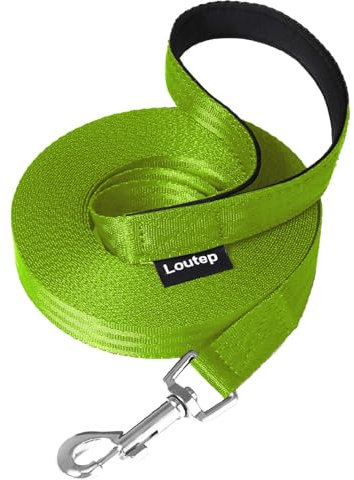 Loutep Trainingsleine für Hunde, 3 m, 5 m, 10 m, 15 m, 20 m, 25 m, 30 m, Starkes Nylonseil, extra Lange Leine, Hundeleine mit gepolstertem Griff für große, mittelgroße und kleine Welpen, Rückruf