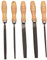 Hausdec Juego de limas de acero de alto carbono con asas de madera, lima de escofina para madera, metal, plástico, 5 piezas (lima de acero)