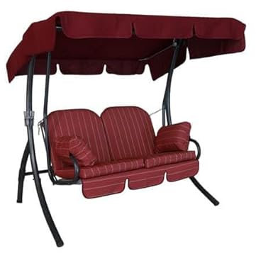 Angerer Freizeitmöbel GmbH Hollywoodschaukel 2-Sitzer Ibiza - Gartenschaukel Made in Germany - Schaukel zum Sitzen und Entspannen - einfache Montage (Bordeaux-Creme gestreift)