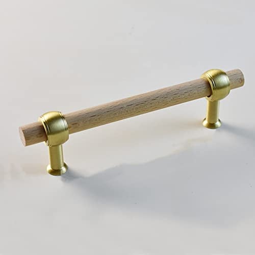 Schubladenring aus Bronze, Vintage-Schrankknöpfe, goldene Lange Möbelgriffe aus Holz for Kleiderschrank, Schuhschrank, Schublade, Schrank, Schrank, Türgriff, Küche, Kommode, Holzknöpfe, T60 mm, A (Co
