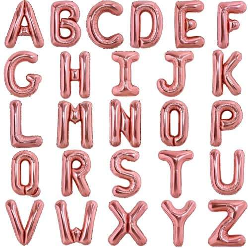 TONIFUL 52 Stück 40,6 cm rotgoldene Buchstaben A-Z Luftballons benutzerdefinierte Phrase Mylar-Folie Alphabet Buchstaben erstellen Sie Ihr eigenes Banner wiederverwendbar für Geburtstag Jahrestag