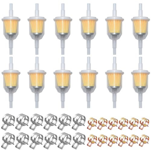 ZAMDOE 12Pcs Gas Inline Fuel Filters 1/4 In x 5/16 In Fuel Filters Universal fits for Motorcycle Petrol Inline Filter Lawn Mower Motorcycle ATV Quad Go Karts Small Engine