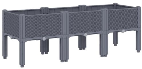 vidaXL Jardinera con Patas, Macetero de Plantas Flores, Maceta de Hierbas, Arriate para Jardín Patio Balcón Terraza, PP Azul Gris 120x40x42 cm