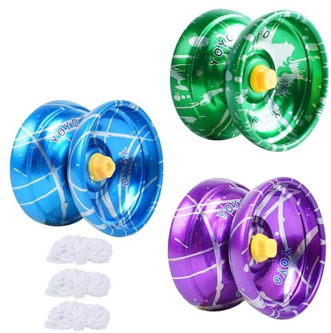 Dual Purpose Yoyo, 3 Pièces Yoyo en Alliage D'aluminium, Yoyo Réactif, Professionnel Yoyo ,Compétitif Yo Yo, Conçu pour Les Débutants (Bleu Vert Violet)