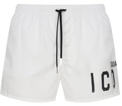 DSQUARED2 Costume da Bagno Short da Uomo Marchio, Modello D7B8P5380., Realizzato in Cotone. Bianco