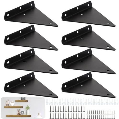 MEIDIV Pack of 8 Small Shelf Brackets, 4 Inch Invisible Floating Shelf Brackets, Hidden Wall Shelf Brackets, Triangle Concealed Shelf Bracket, Metal Bracket for Wooden Shelf, Radiator Shelf