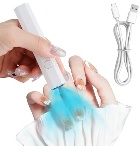 UV Light for Nails, Handheld Cure Nail Lamp, Cordless Rechargeable Mini UV Nail Lamp for Fast Curing Gel Polish, Portable Lightweight Nail Dryer for DIY Fingernails Toenails, with Type-C USB Cable
