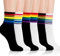 Meifiyu 6 Paar Regenbogen Socke,Socken Pride,Damen Bunte Gestreifte Regenbogen Muster Socken,Socken für Lgtbq-Partyzubehör,Mehrfarbig,Einheitsgröße (Schwarz-Weiss)