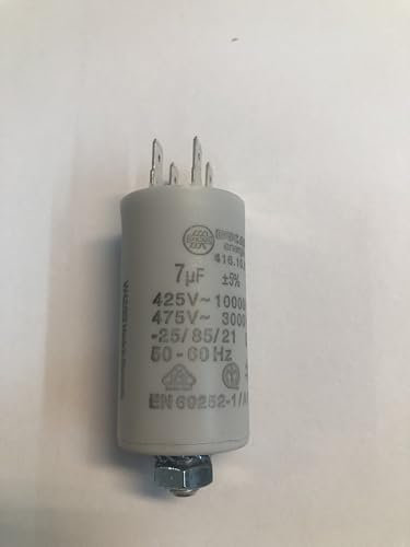 Condensateur faible encombrement 7uF, 450 volts Sortie Cosse Double Faston PL et Vis Ø 30mm x L70mm