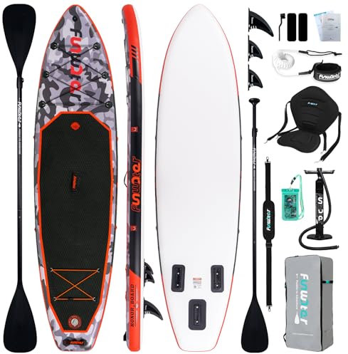 FunWater Aufblasbares Stand Up Paddle Board mit Premium SUP Paddleboard Zubehör, Anti-Rutsch EVA Deck, Paddle Boards für Erwachsene & Jugendliche aller Schwierigkeitsstufen