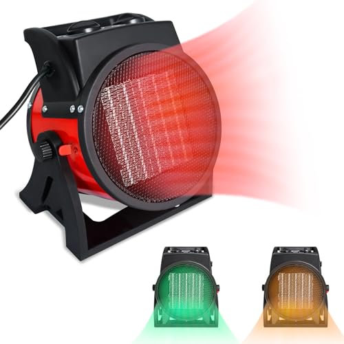 SUBTLETY 2000 W, riscaldatore elettrico PTC, in ceramica, 2 livelli di potenza, riscaldamento elettrico con funzione ventilatore, ventilatore elettrico per 20 m², ufficio, garage, cantiere, officina