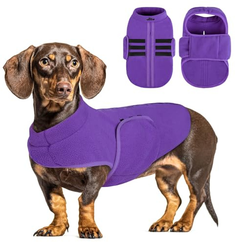 PUZAUKAL Pull pour Petit Chien,Pull-Overs pour Chien et Chat en Polaire Doux Veste Gilet Chien avec Harnais Pull Chaud pour Moyen Grand Chien Violet(XL)